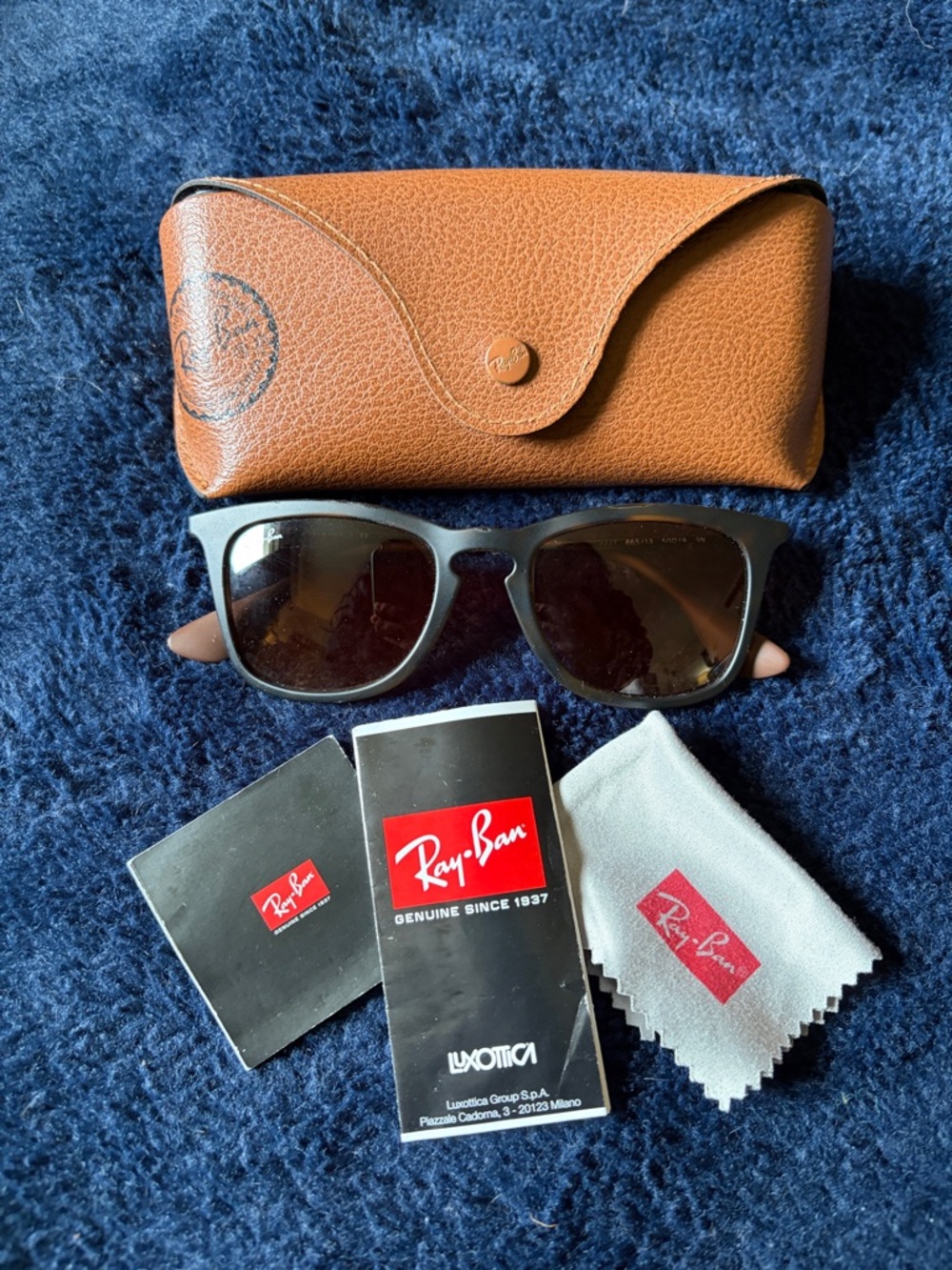 Ray-Ban Matte Brown Frame Sunglasses with Brown Leather Case